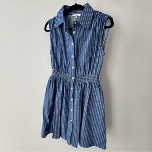 Blue Sleeveless Shirt Dress - M